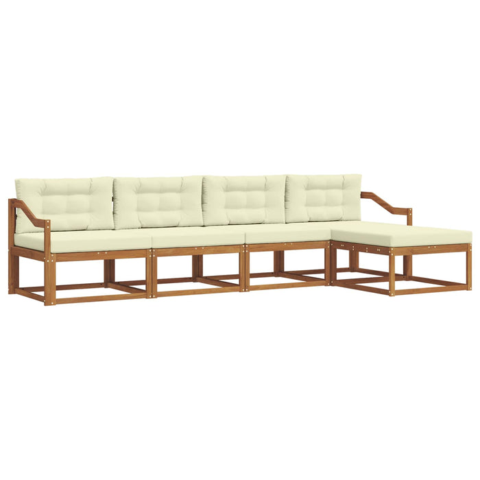 Set de canapele de exterior cu pernă 5 pcs Natural și Crem WALTI