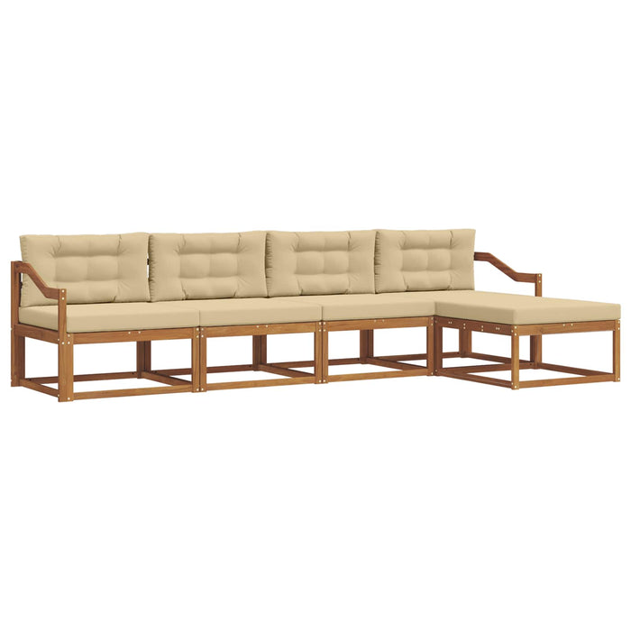 Set de canapele de exterior cu pernă 5 pcs Natural și Bej WALTI