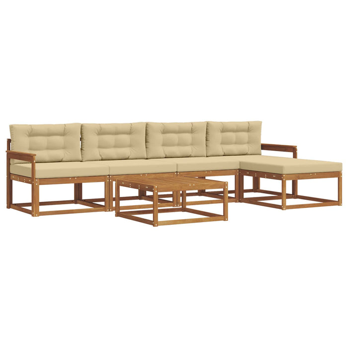 Set de canapele de exterior cu pernă 6 pcs Natural și Bej WALTI