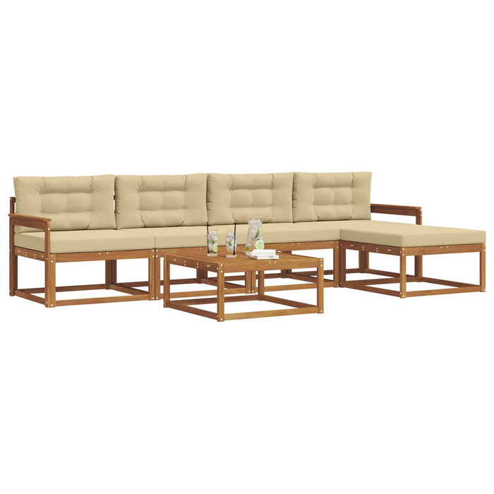 Set de canapele de exterior cu pernă 6 pcs Natural și Bej WALTI