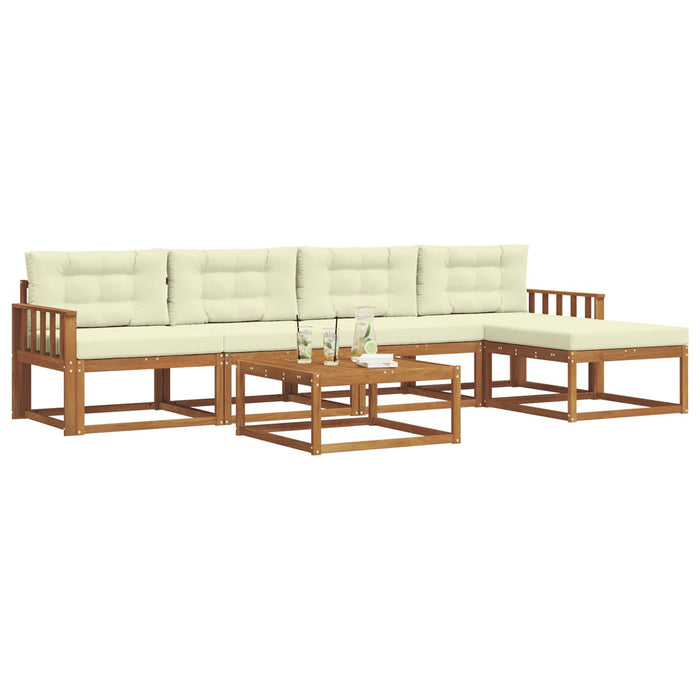 Set de canapele de exterior cu pernă 6 pcs Natural și Crem WALTI