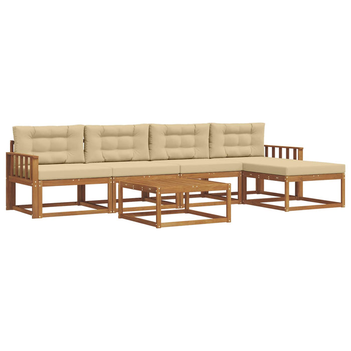 Set de canapele de exterior cu pernă 6 pcs Natural și Bej WALTI