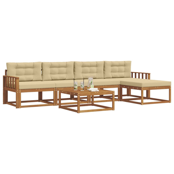Set de canapele de exterior cu pernă 6 pcs Natural și Bej WALTI