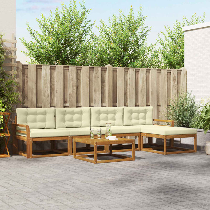 Set de canapele de exterior cu pernă 6 pcs Natural și Crem WALTI