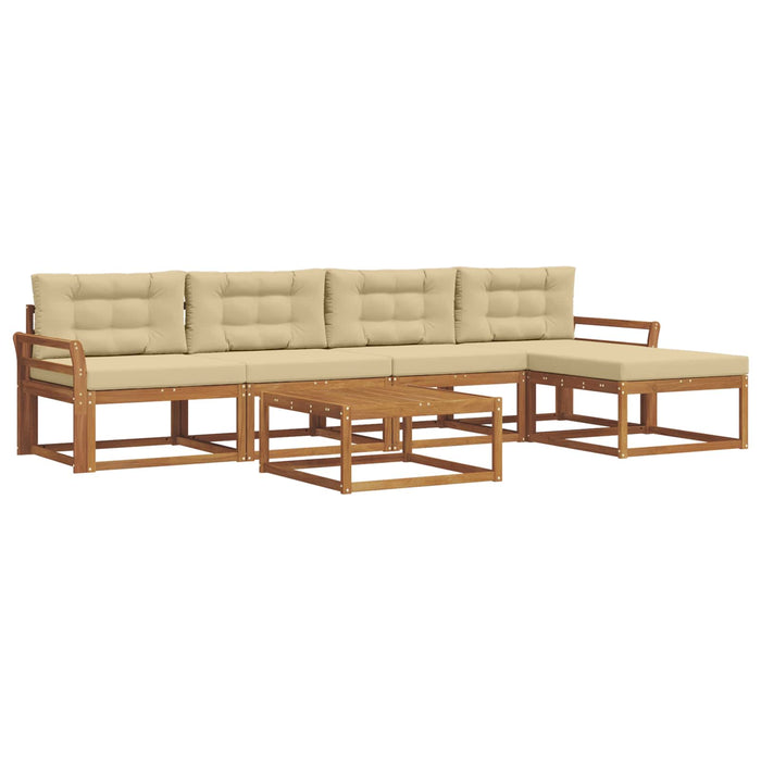 Set de canapele de exterior cu pernă 6 pcs Natural și Bej WALTI