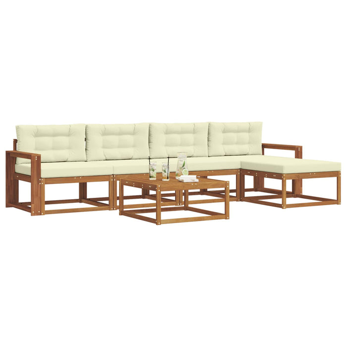 Set de canapele de exterior cu pernă 6 pcs Natural și Crem WALTI