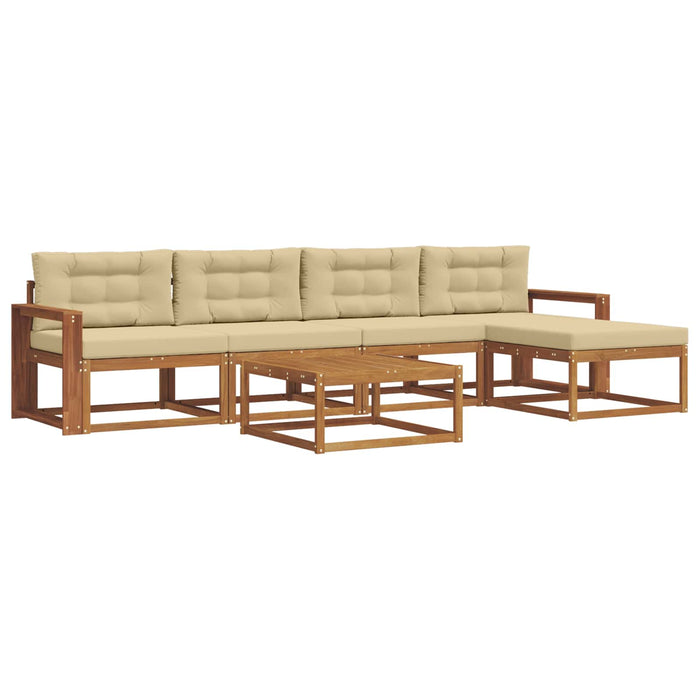 Set de canapele de exterior cu pernă 6 pcs Natural și Bej WALTI