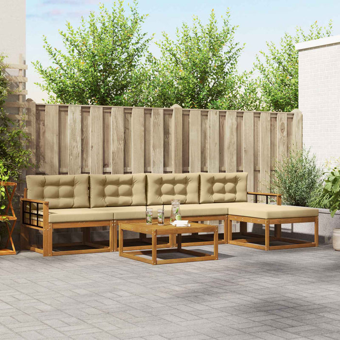 Set de canapele de exterior cu pernă 6 pcs Natural și Bej WALTI