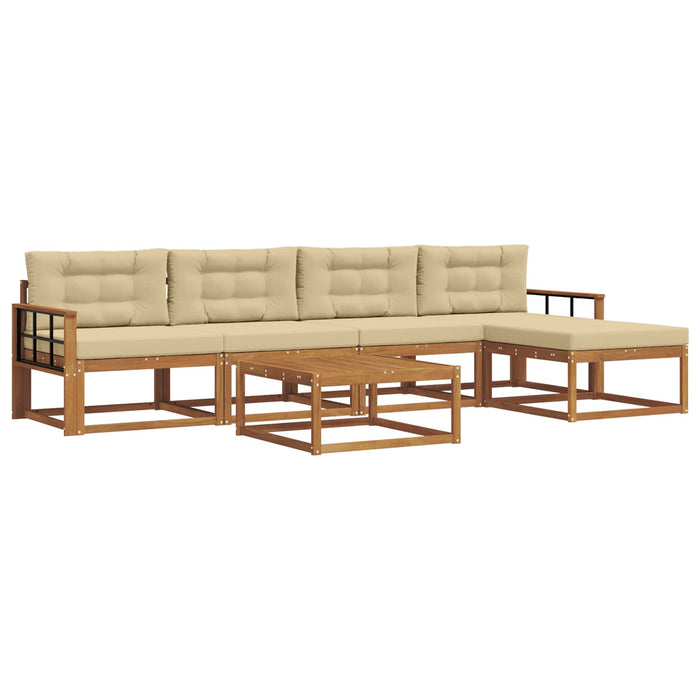Set de canapele de exterior cu pernă 6 pcs Natural și Bej WALTI