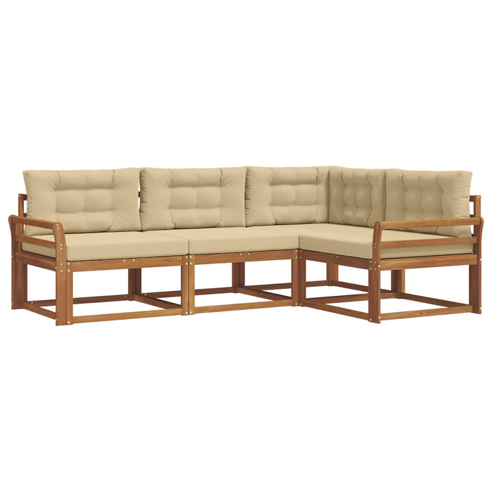 Set de canapele de exterior cu pernă 4 pcs Natural și Bej WALTI