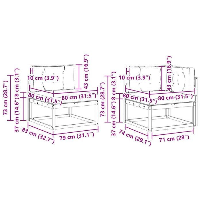 Set de canapele de exterior cu pernă 4 pcs Natural și Bej WALTI