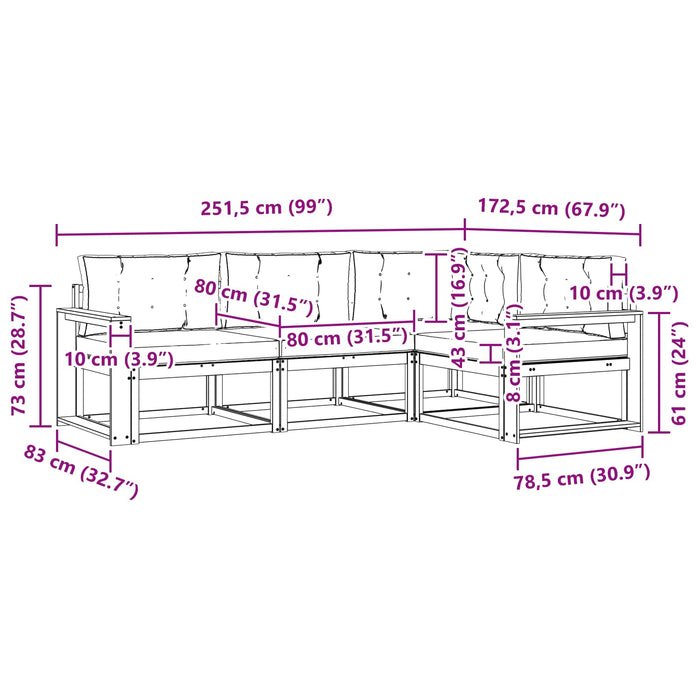 Set de canapele de exterior 4 pcs Gri natural și deschis WALTI
