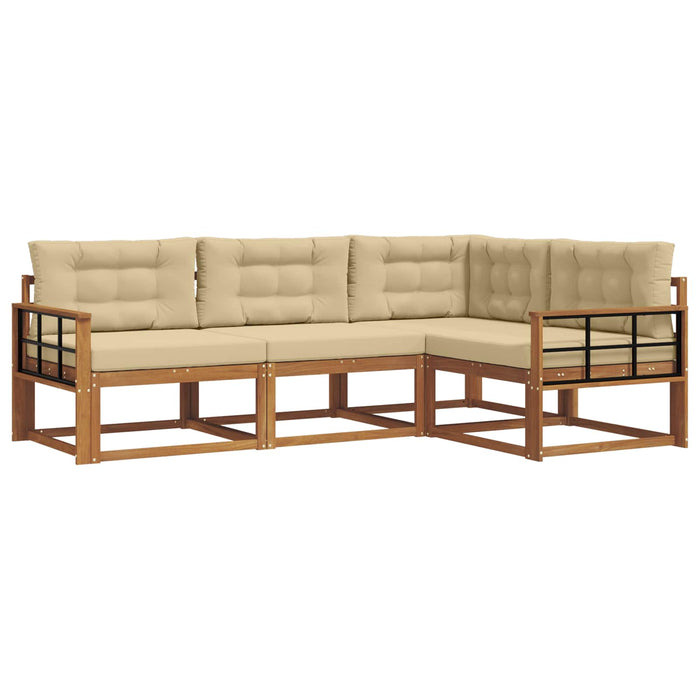 Set de canapele de exterior cu pernă 4 pcs Natural și Bej WALTI