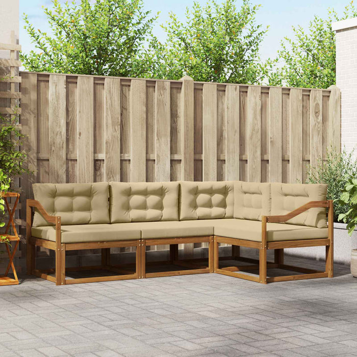 Set de canapele de exterior cu pernă 4 pcs Natural și Bej WALTI