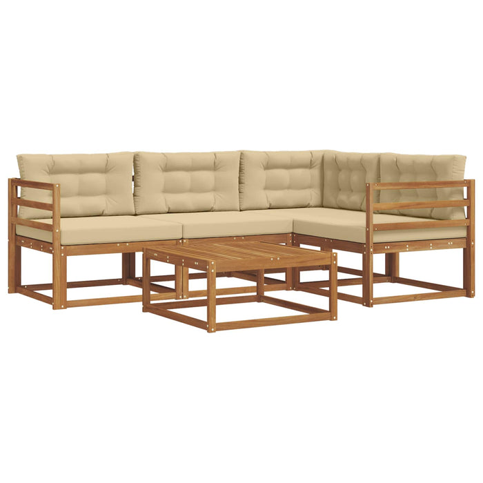 Set de canapele de exterior cu pernă 5 pcs Natural și Bej WALTI