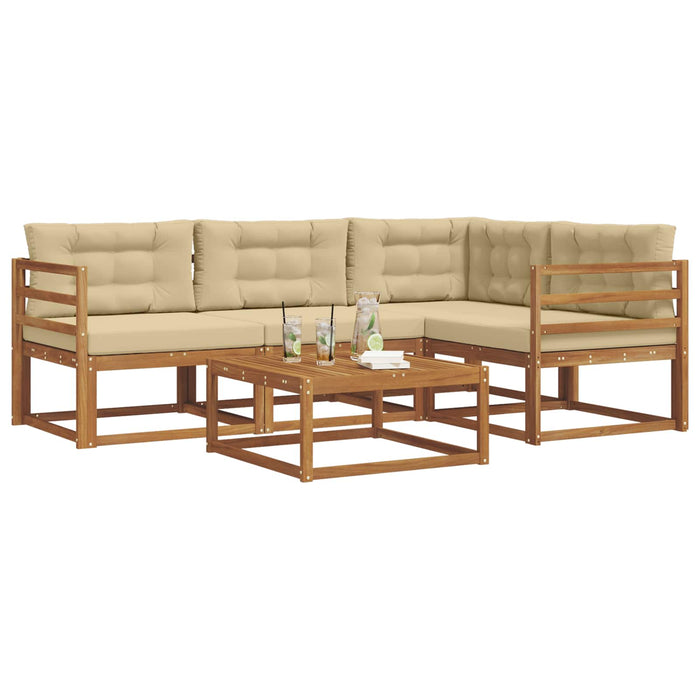 Set de canapele de exterior cu pernă 5 pcs Natural și Bej WALTI