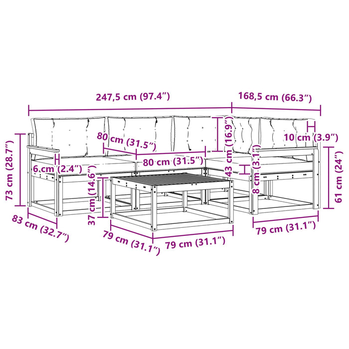 Set de canapele de exterior cu pernă 5 pcs Natural și Crem - WALTI WALTI
