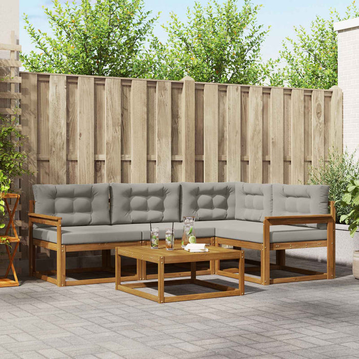 Set de canapele de exterior 5 pcs Gri natural și deschis WALTI