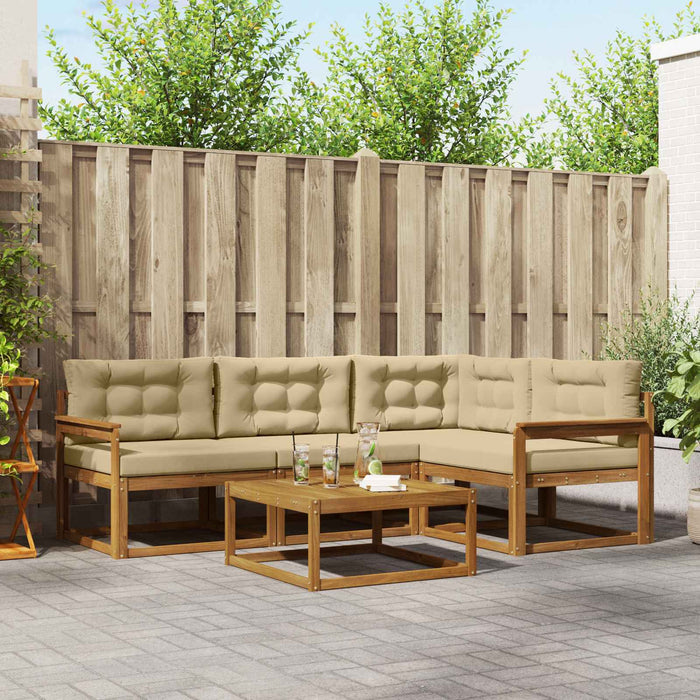 Set de canapele de exterior cu pernă 5 pcs Natural și Bej WALTI