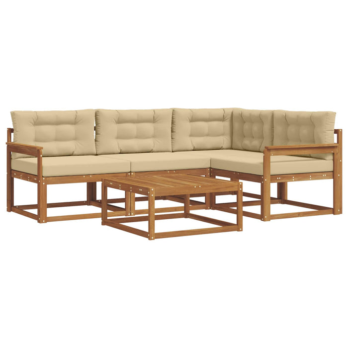 Set de canapele de exterior cu pernă 5 pcs Natural și Bej WALTI