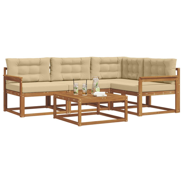 Set de canapele de exterior cu pernă 5 pcs Natural și Bej WALTI