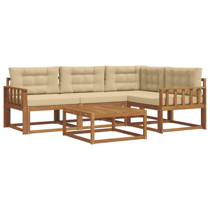Set de canapele de exterior cu pernă 5 pcs Natural și Bej WALTI
