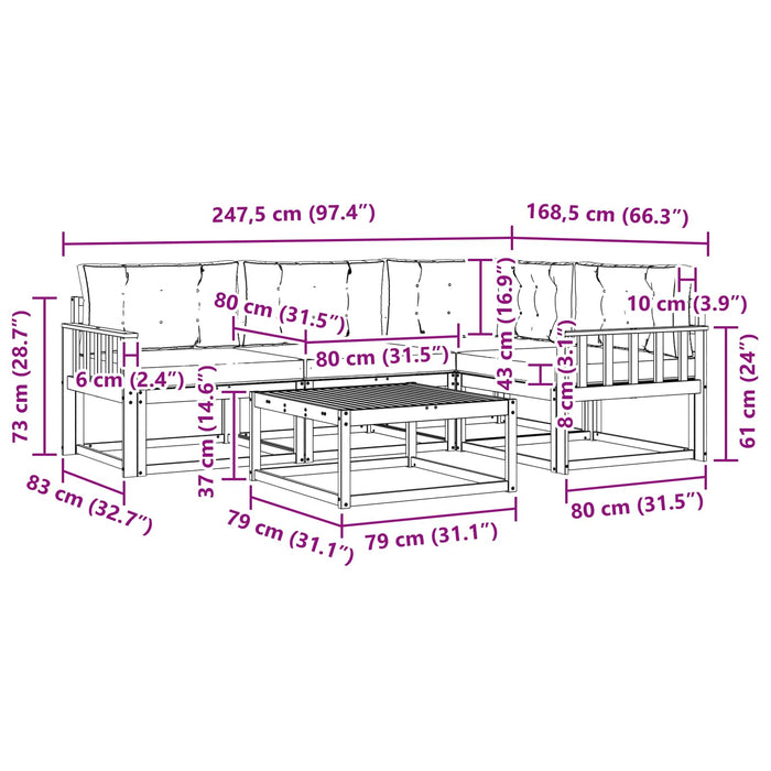 Set de canapele de exterior cu pernă 5 pcs Natural și Bej WALTI