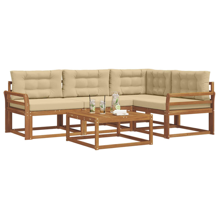Set de canapele de exterior cu pernă 5 pcs Natural și Bej WALTI