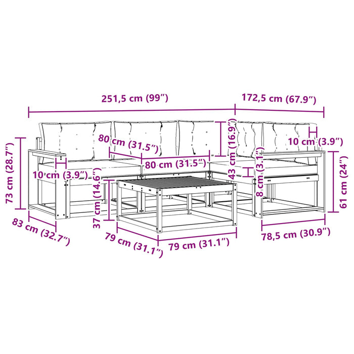 Set de canapele de exterior 5 pcs Gri natural și deschis WALTI