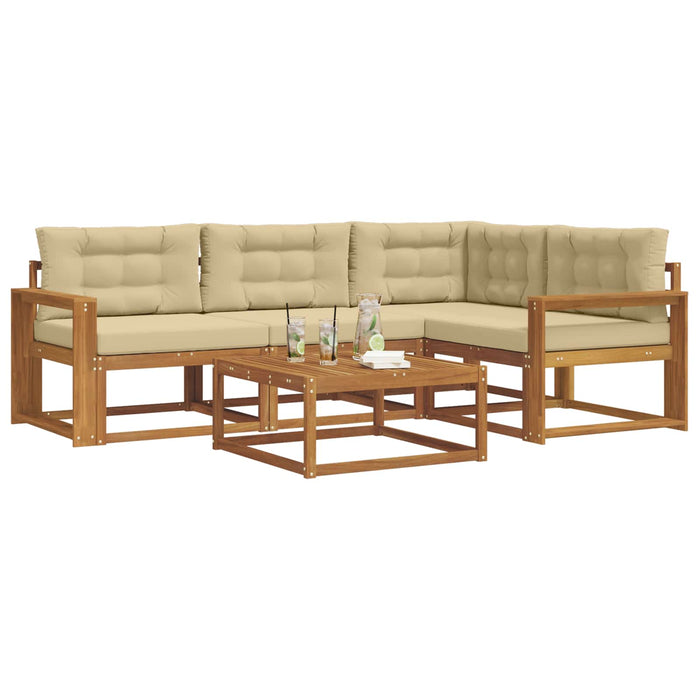 Set de canapele de exterior cu pernă 5 pcs Natural și Bej WALTI