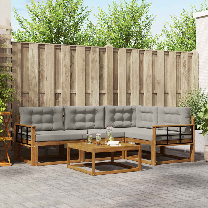 Set de canapele de exterior 5 pcs Gri natural și deschis WALTI