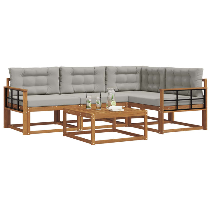 Set de canapele de exterior 5 pcs Gri natural și deschis WALTI
