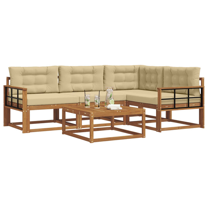 Set de canapele de exterior cu pernă 5 pcs Natural și Bej WALTI
