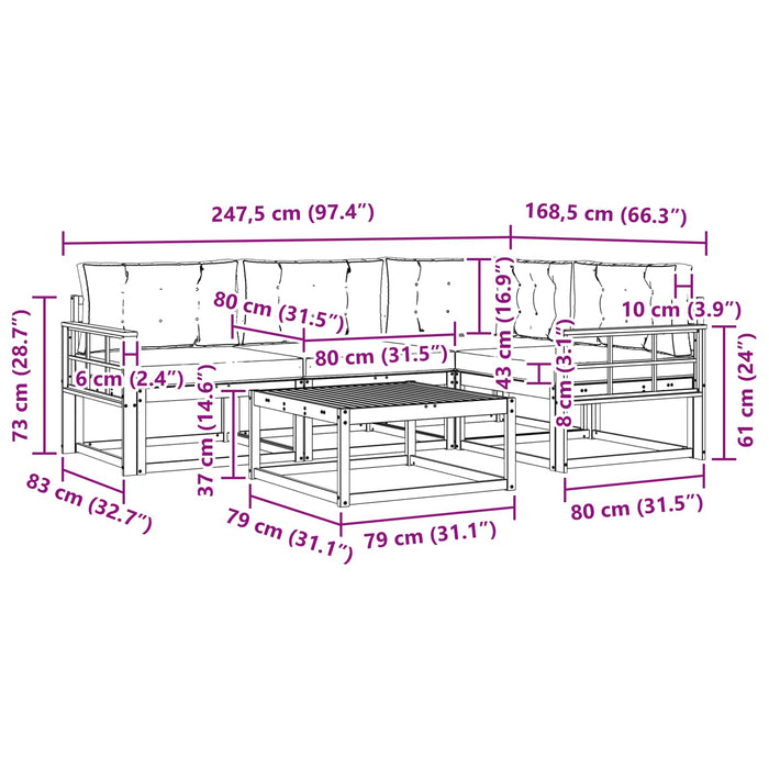 Set de canapele de exterior cu pernă 5 pcs Natural și Bej WALTI