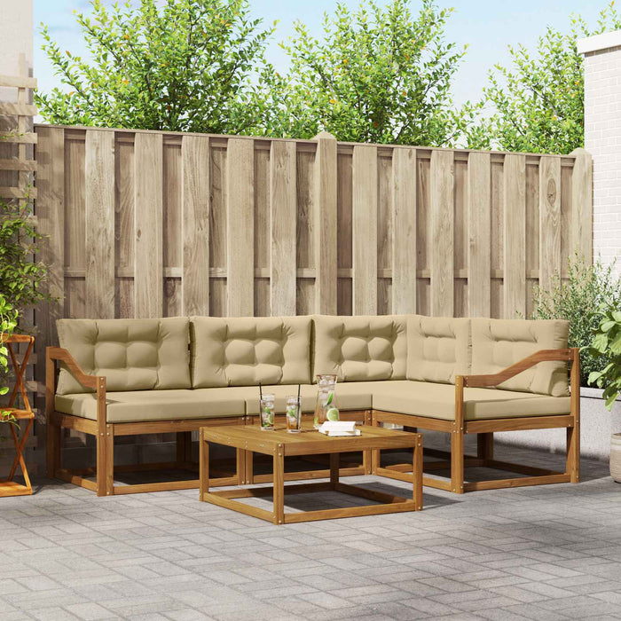 Set de canapele de exterior cu pernă 5 pcs Natural și Bej WALTI