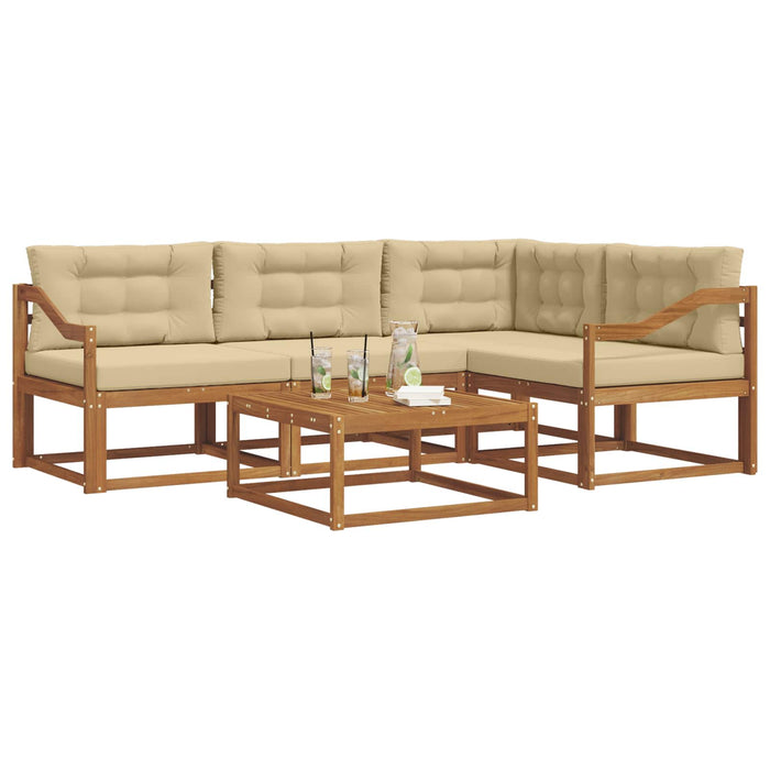 Set de canapele de exterior cu pernă 5 pcs Natural și Bej WALTI