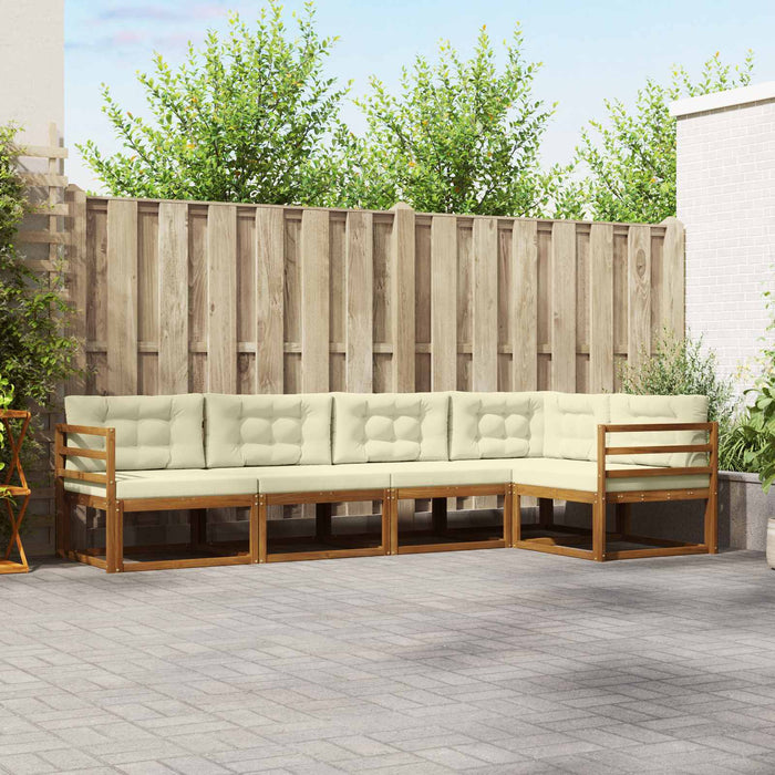 Set de canapele de exterior cu pernă 5 pcs Natural și Crem - WALTI WALTI