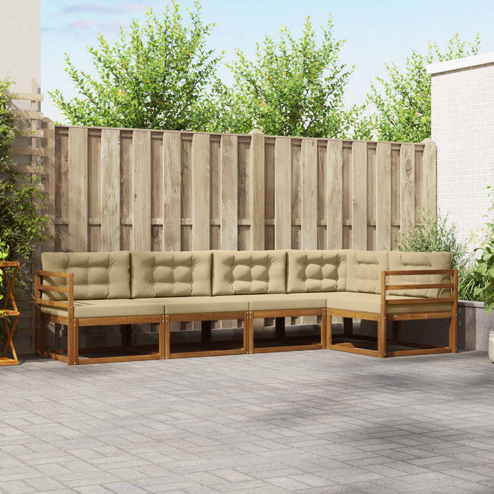 Set de canapele de exterior cu pernă 5 pcs Natural și Bej WALTI