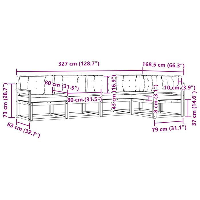 Set de canapele de exterior cu pernă 5 pcs Natural și Crem - WALTI WALTI