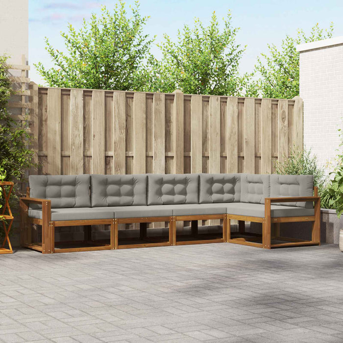 Set de canapele de exterior 5 pcs Natural și gri deschis WALTI