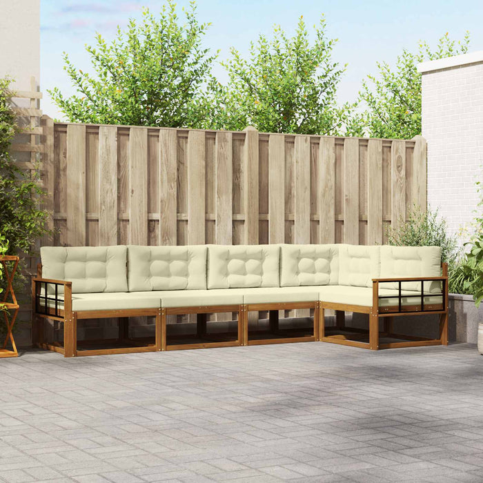 Set de canapele de exterior cu pernă 5 pcs Natural și Crem - WALTI WALTI