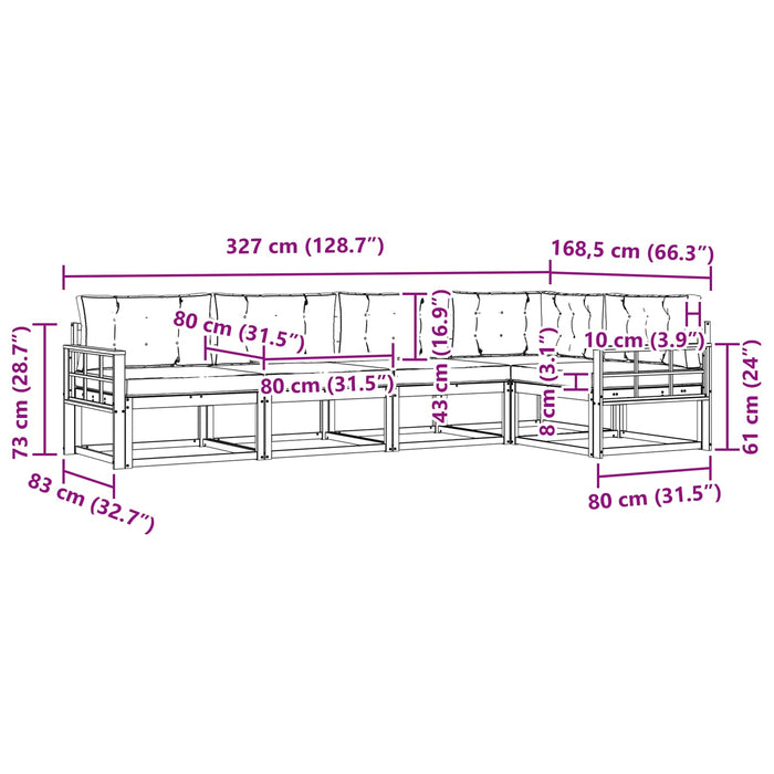 Set de canapele de exterior cu pernă 5 pcs Natural și Crem - WALTI WALTI