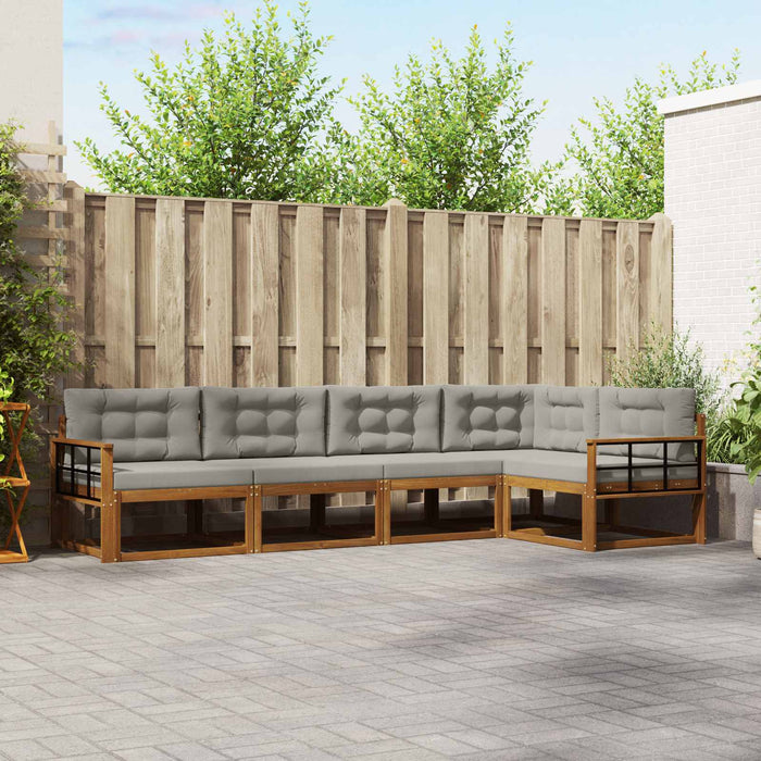 Set de canapele de exterior 5 pcs Natural și gri deschis WALTI