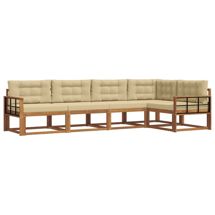 Set de canapele de exterior cu pernă 5 pcs Natural și Bej WALTI