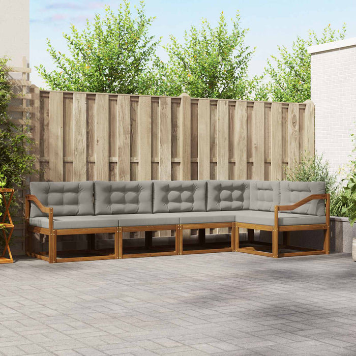 Set de canapele de exterior 5 pcs Natural și gri deschis WALTI