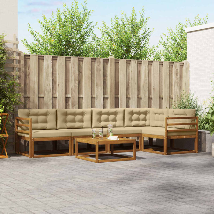 Set de canapele de exterior cu pernă 6 pcs Natural și Bej WALTI