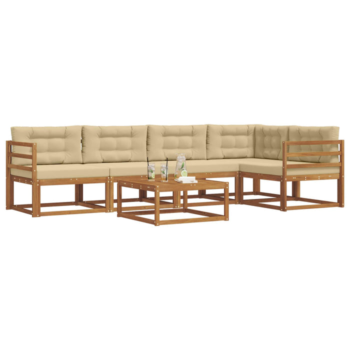 Set de canapele de exterior cu pernă 6 pcs Natural și Bej WALTI