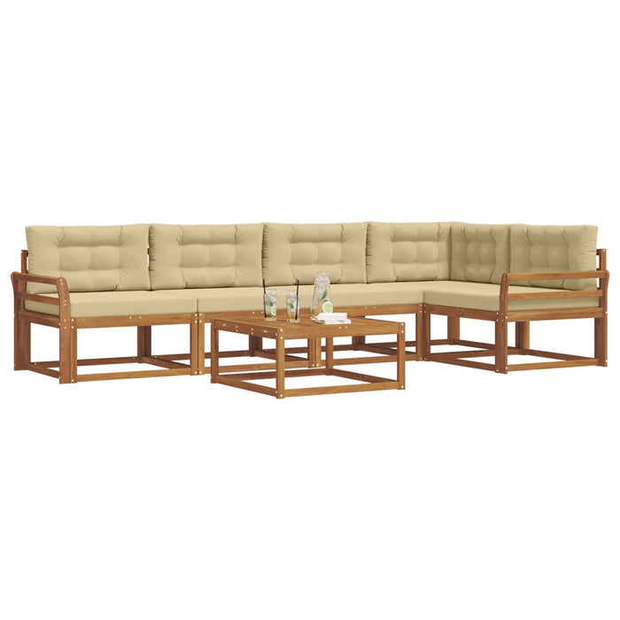Set de canapele de exterior cu pernă 6 pcs Natural și Bej WALTI