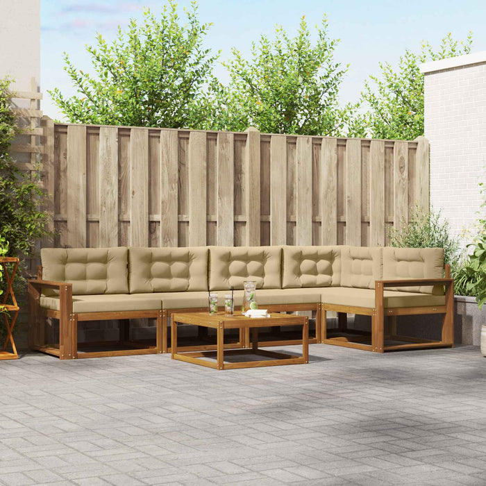 Set de canapele de exterior cu pernă 6 pcs Natural și Bej WALTI