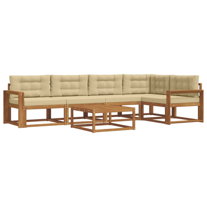 Set de canapele de exterior cu pernă 6 pcs Natural și Bej WALTI